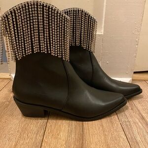 Black western style booties with tassels